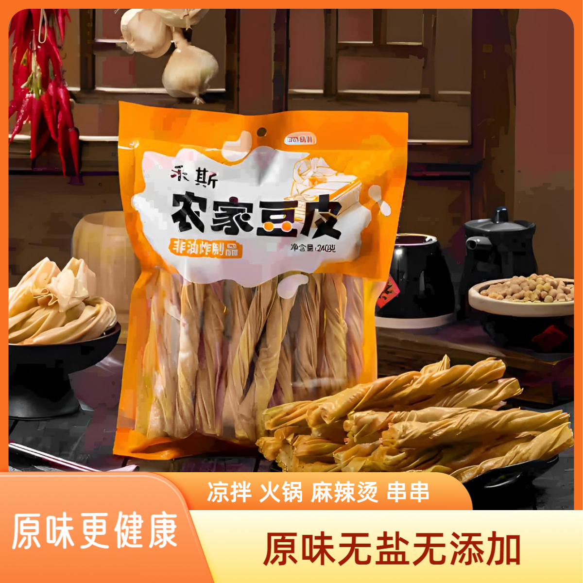【夏季热卖款】禾斯陕西农家手工老豆皮无盐非油炸干货240g