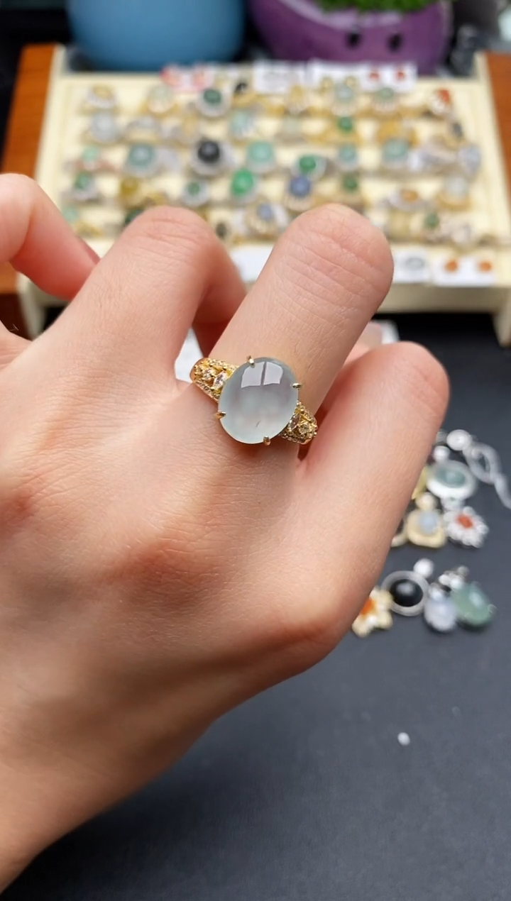 翡翠银S925镶嵌戒指111111111+9