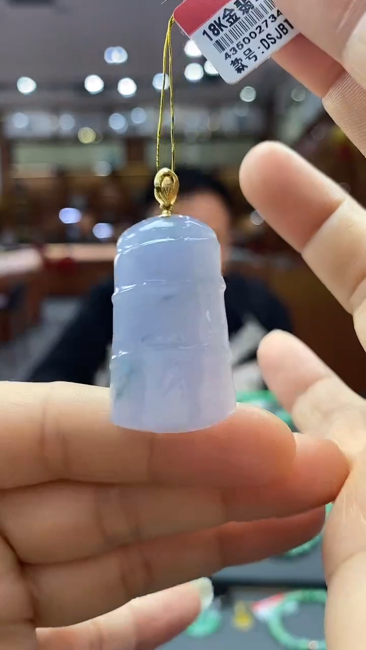 颈饰18K金镶嵌翡翠竹节  89号