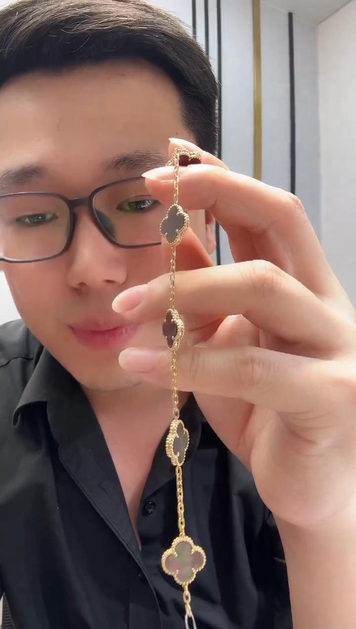 手链贝壳（贝母）18K金镶嵌灰色k黄，五花手链GHJ25版