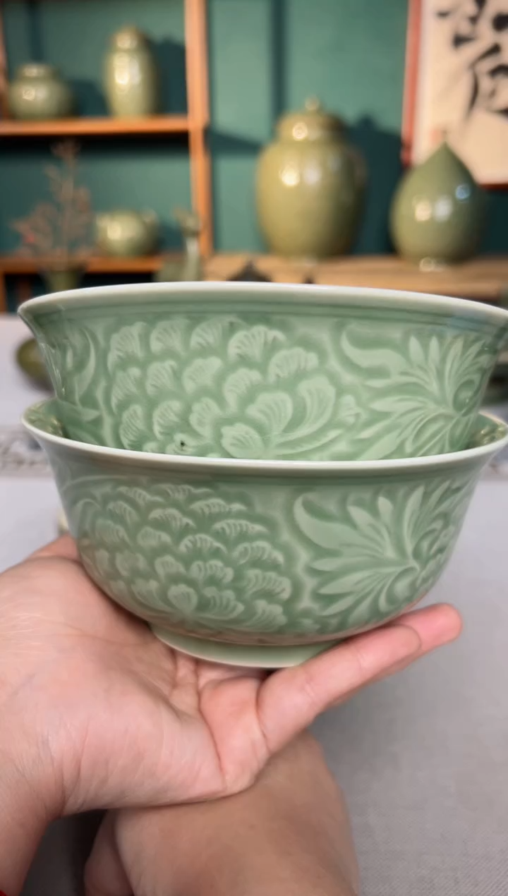 【闪购商品】其他耀州窑5.5寸塔式牡丹碗微瑕福利特价2只