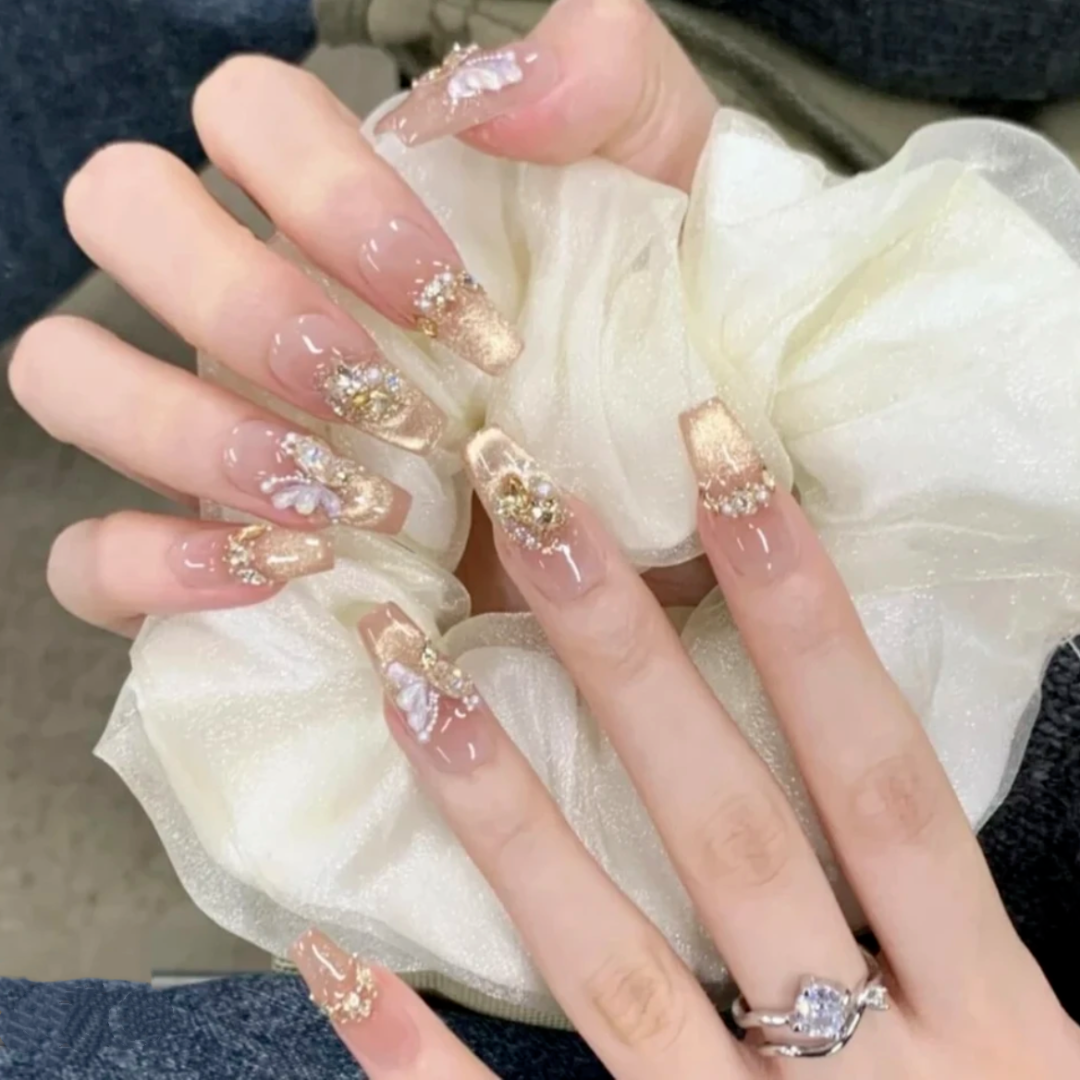 【烫金蝴蝶】时尚清新纯欲高级感美甲穿戴式手工穿戴甲KJ