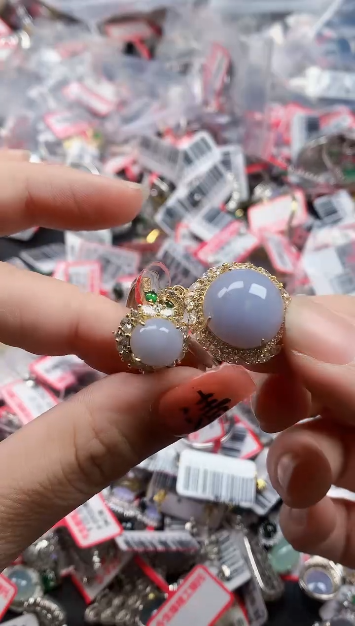 银S925镶嵌戒指翡翠天然A货缅甸翡翠