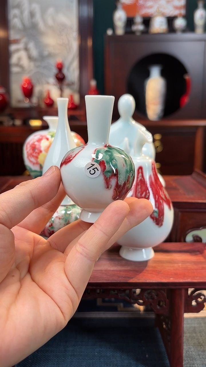 【闪购商品】摆件纯手工原创高温陶瓷〖红包翠釉里红〗