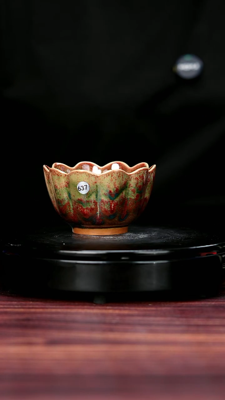 杯子637#李盼龙一级品原矿钧瓷莲花杯