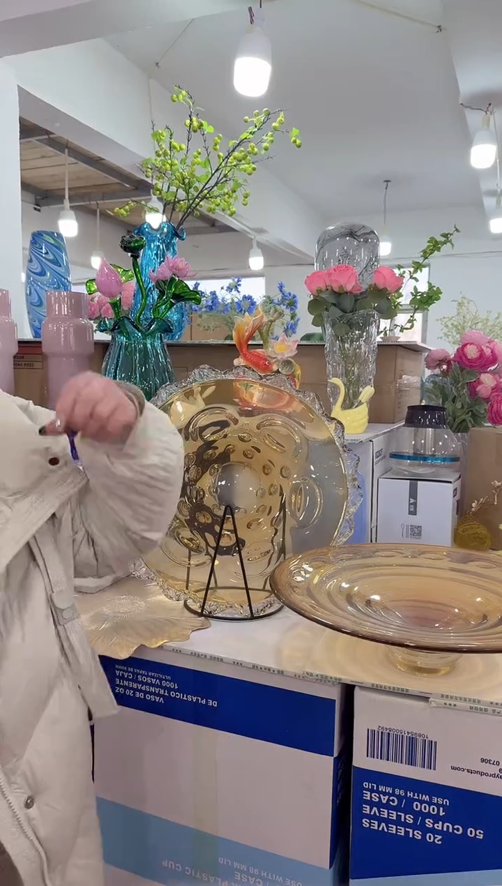 【闪购商品】无铅玻璃洛芙花器-s-早8果盘