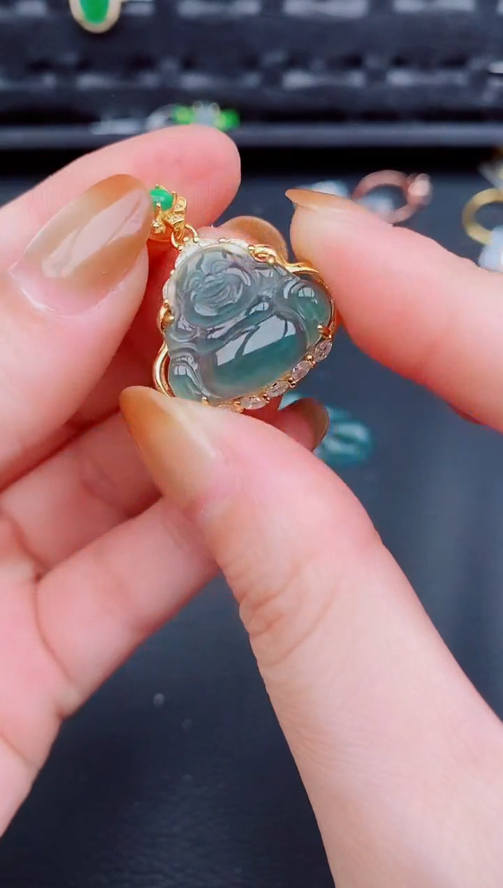 【闪购商品】翡翠颈饰银S925镶嵌天然a货翡翠460