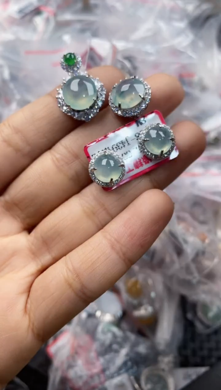 银S925镶嵌戒指翡翠555----7
