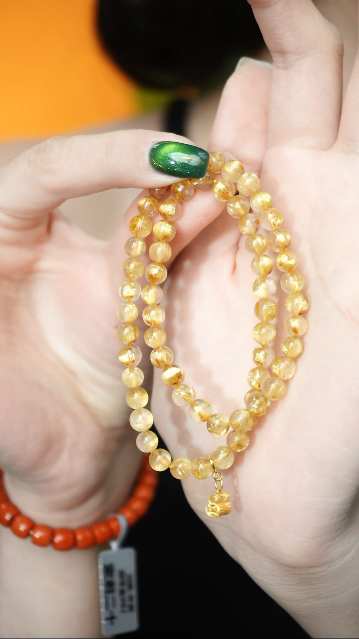 水晶手链18K金镶嵌1