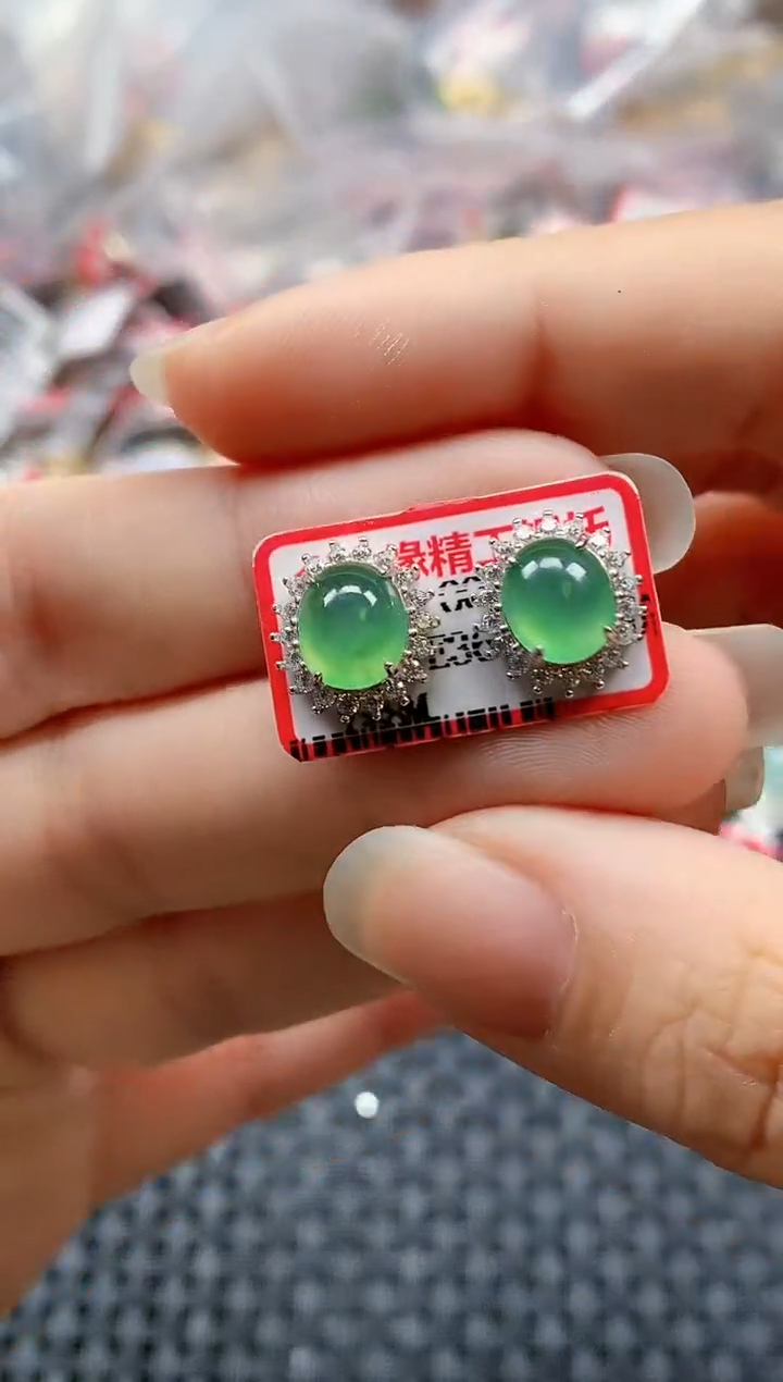 银S925镶嵌戒指翡翠天然A货缅甸翡翠