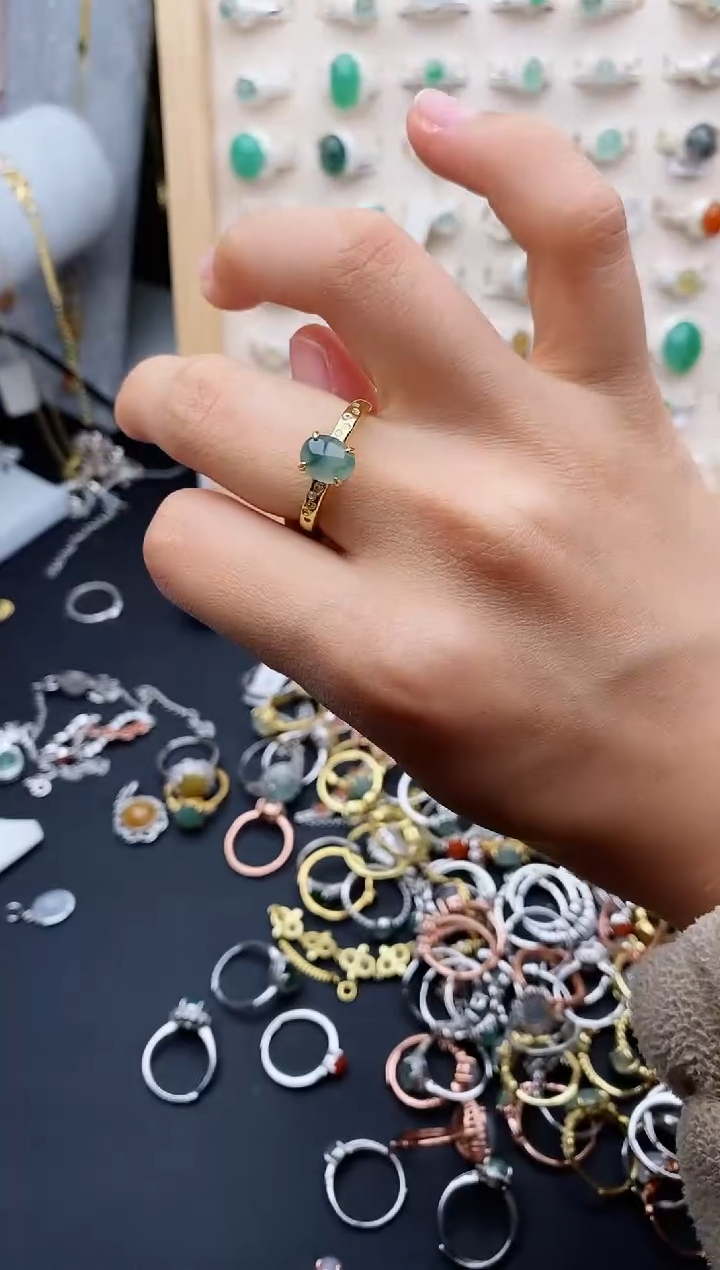 【闪购商品】翡翠戒指银S925镶嵌缅甸翡翠