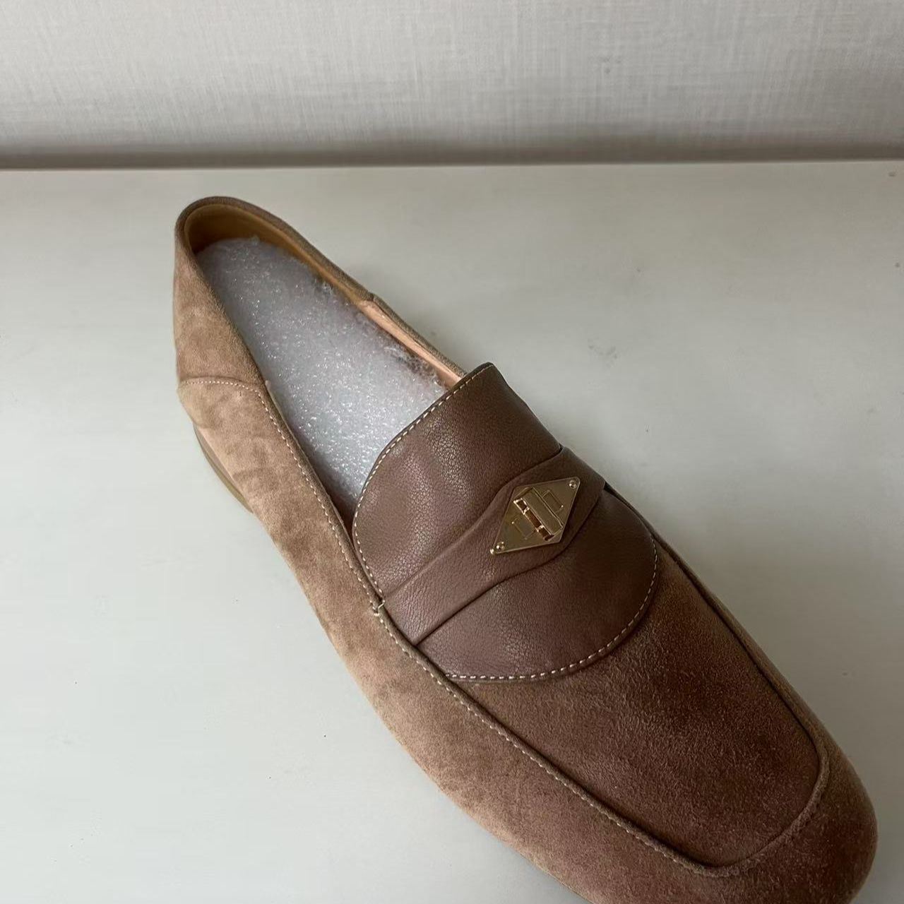 8172杏色平底乐福鞋