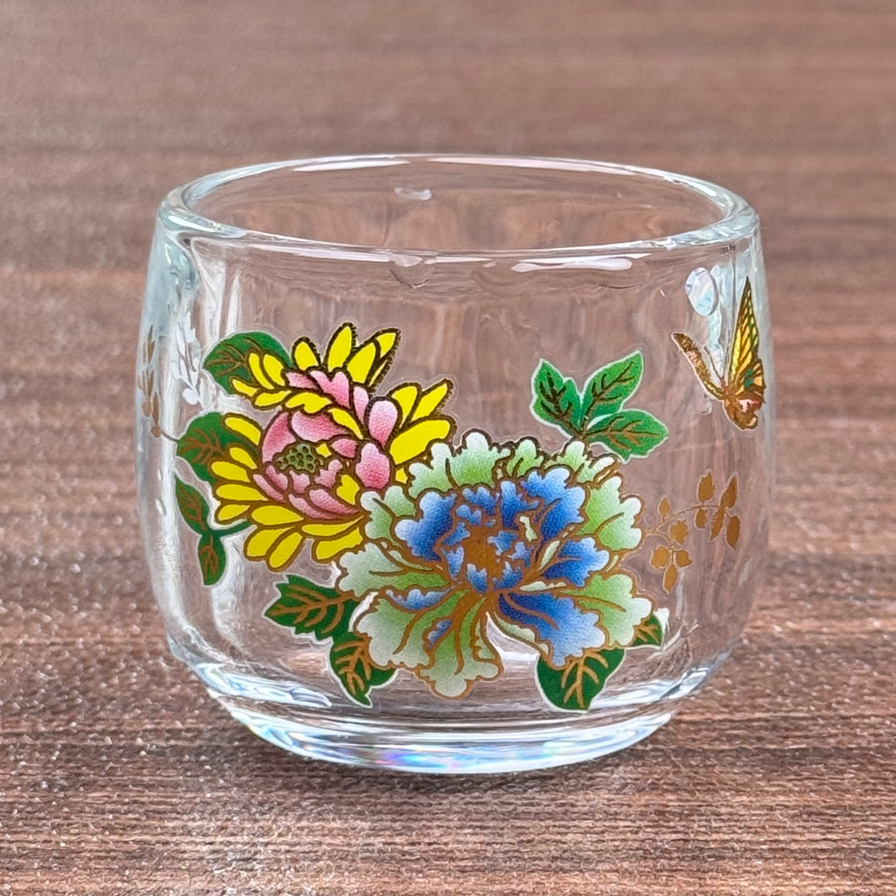 变色牡丹花玻璃主人杯 A227