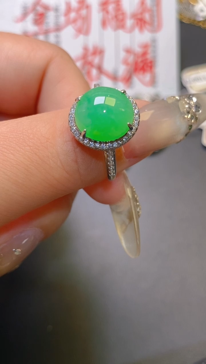 【闪购商品】翡翠耳饰银S925镶嵌天然A货翡翠1