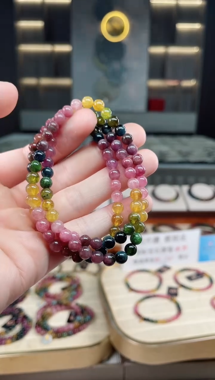 未镶嵌老矿碧玺三圈手串5mm+碧玺多样性发一条xion