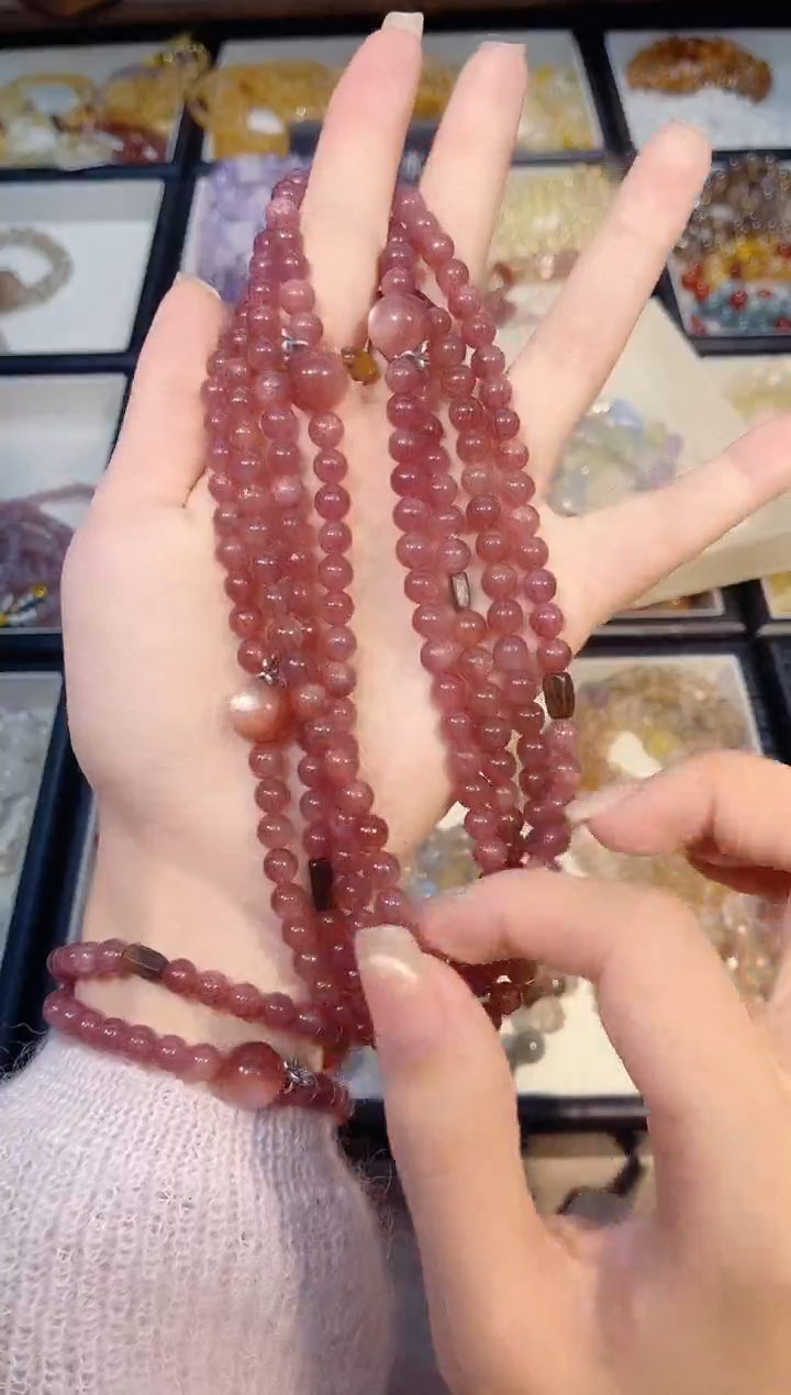 未镶嵌手串水晶双圈草莓晶