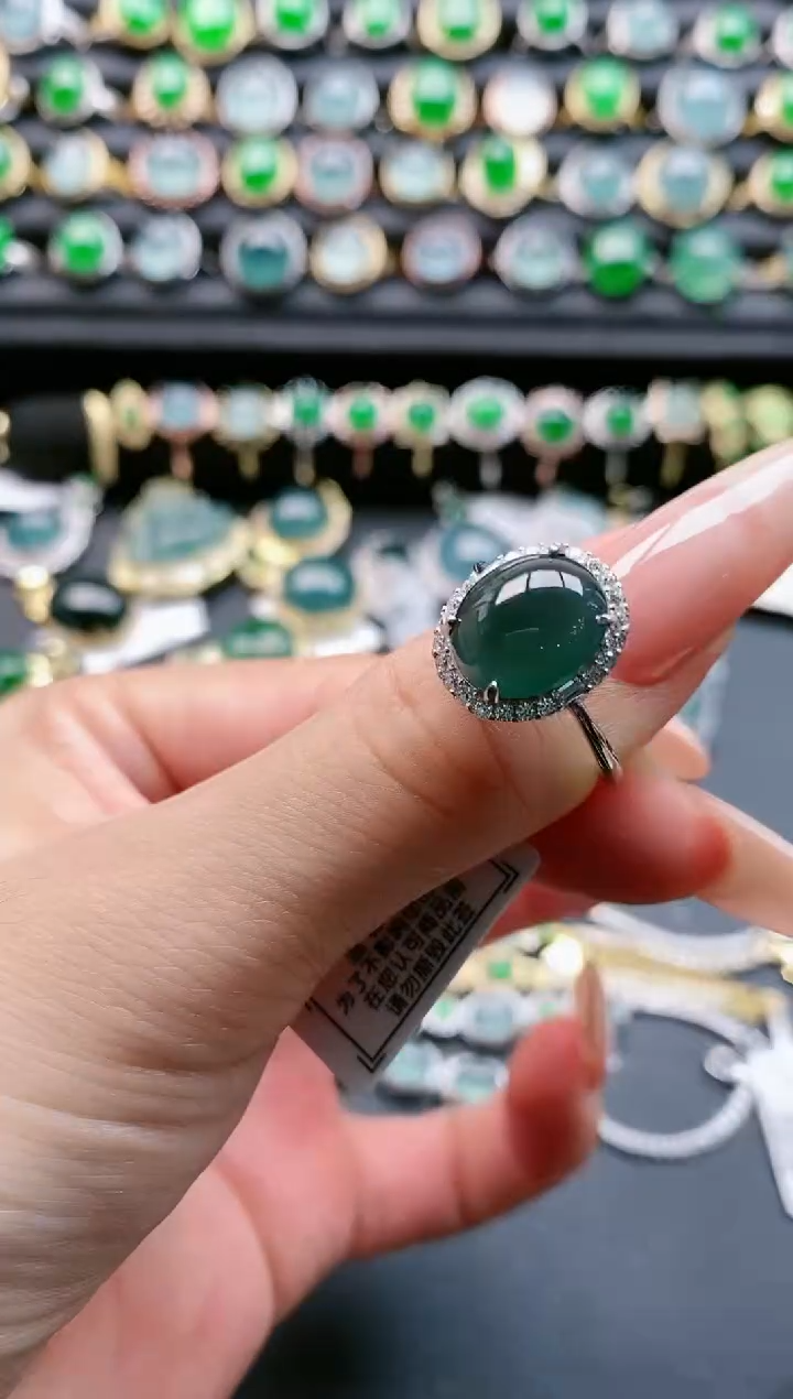 【闪购商品】翡翠戒指银S925镶嵌111111