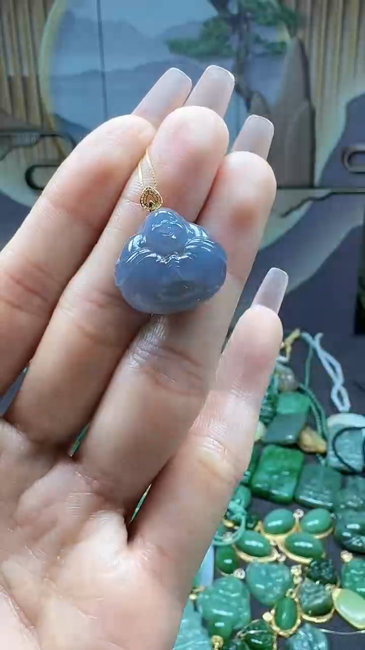 【闪购商品】和田玉吊坠(不含链)18K金镶嵌1