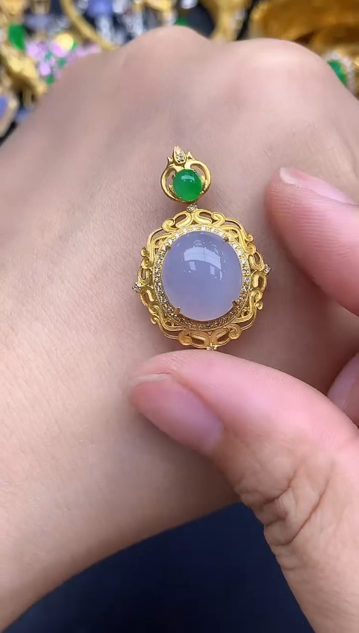 颈饰18K金镶嵌翡翠374-春日珠宝