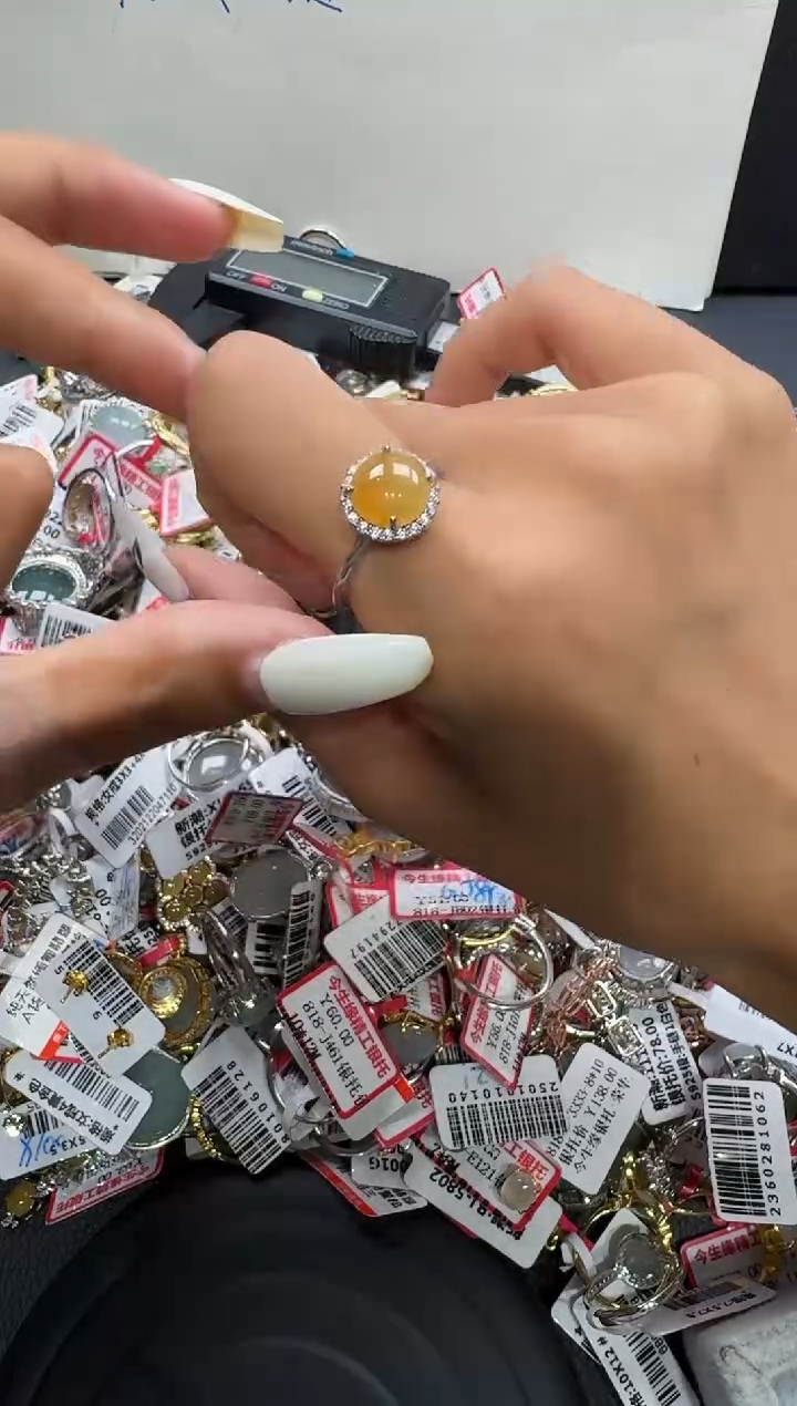 翡翠戒指银S925镶嵌戒指306