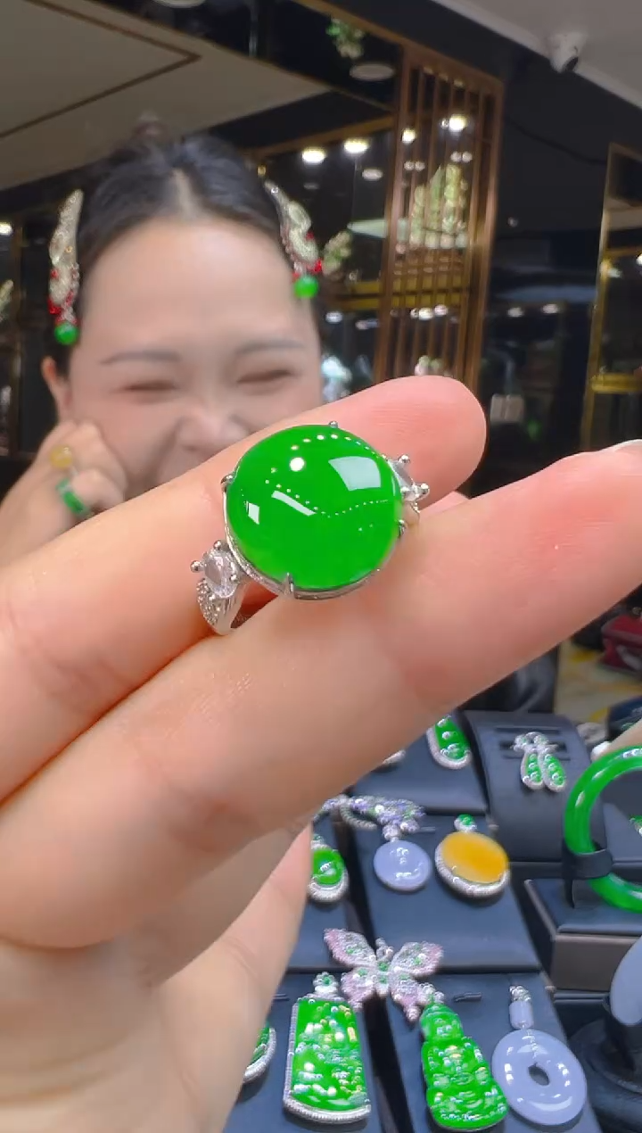 翡翠戒指银S925镶嵌013（多样性发其一）