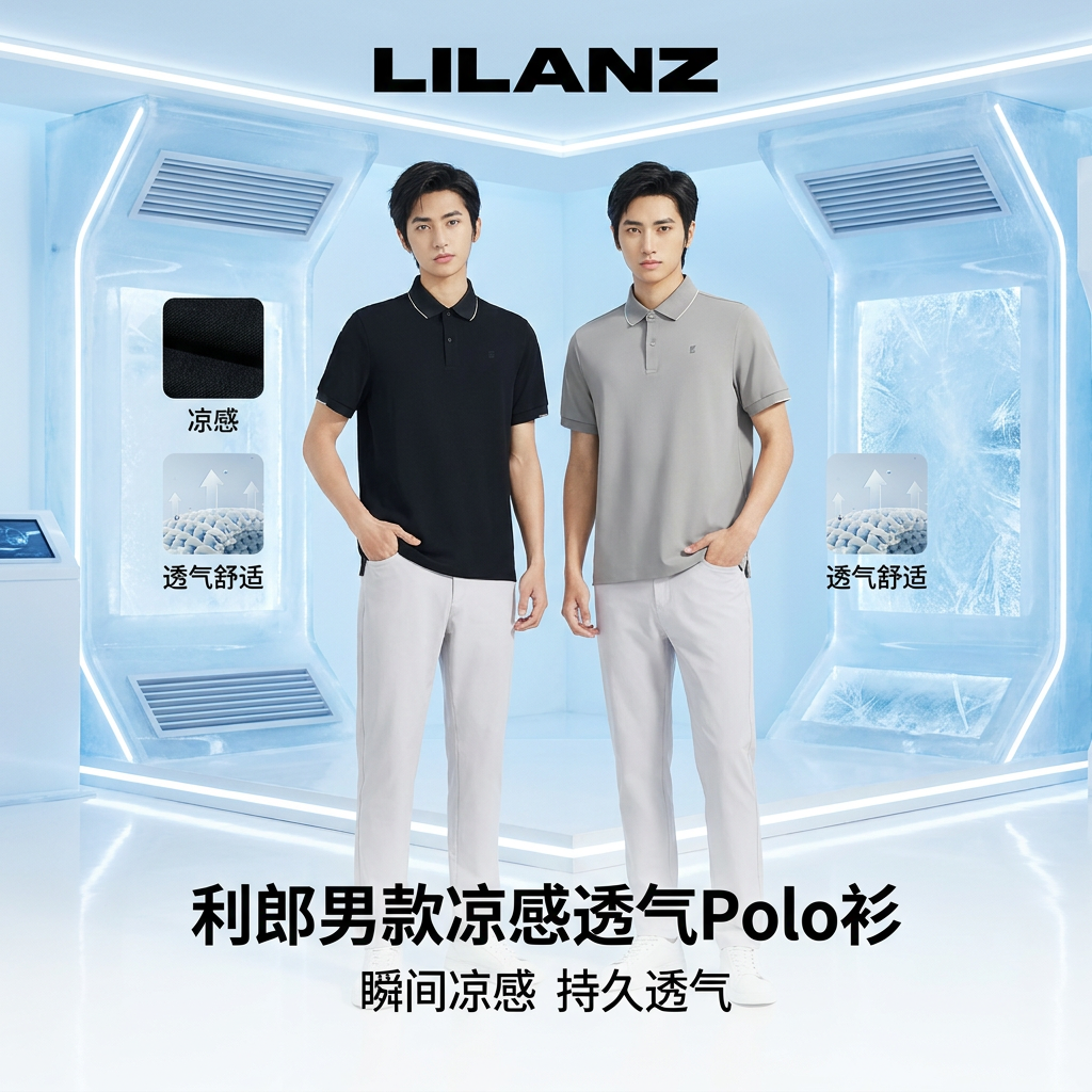 Lilanz/利郎【高尔夫系列】夏季凉感冰爽商务休闲polo衫 (B6XTX370)