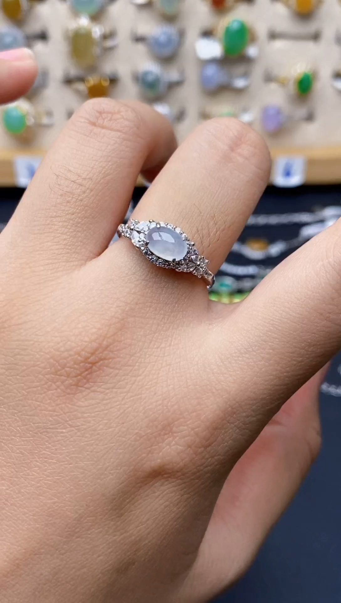 银S925镶嵌戒指翡翠9494