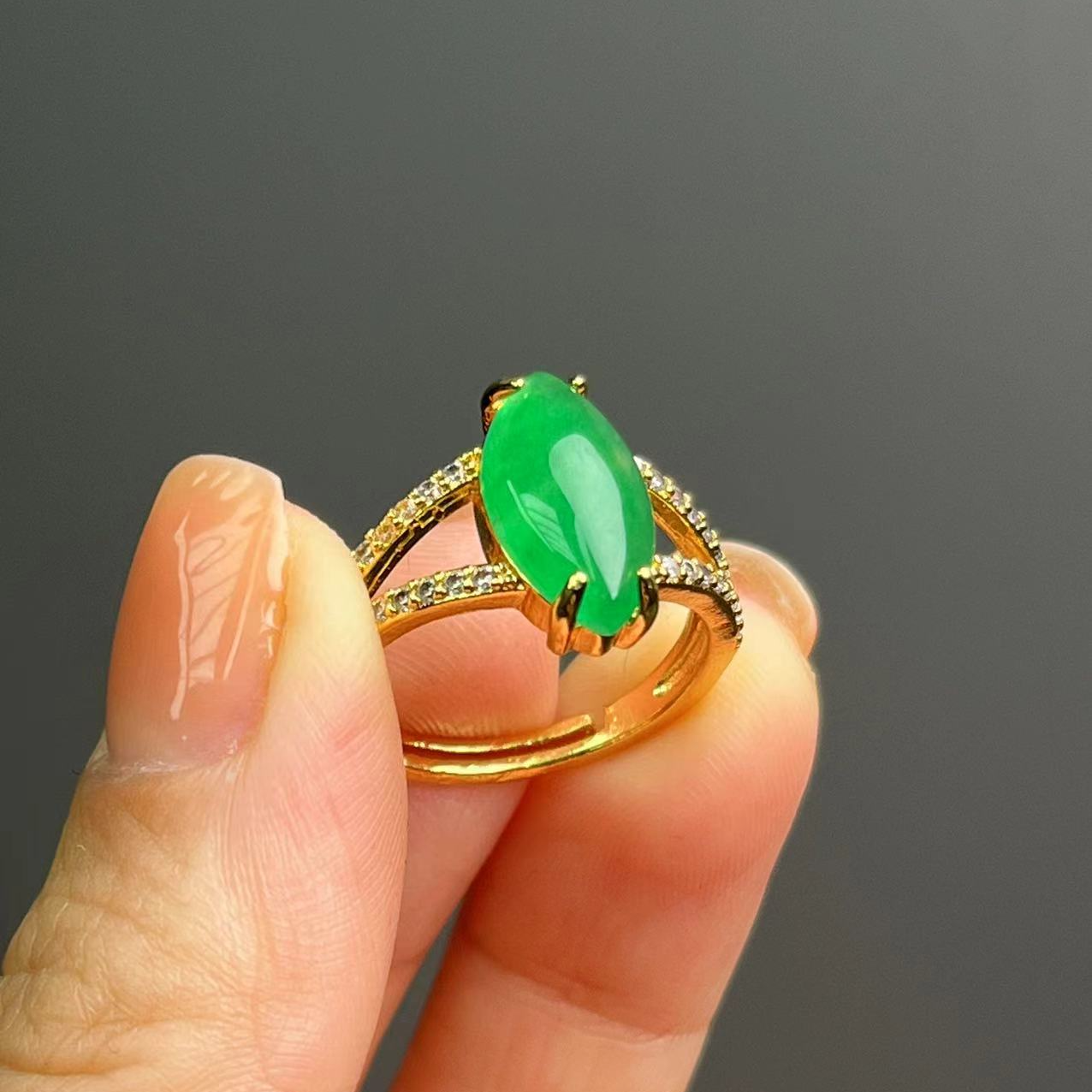 翡翠14k马眼戒指