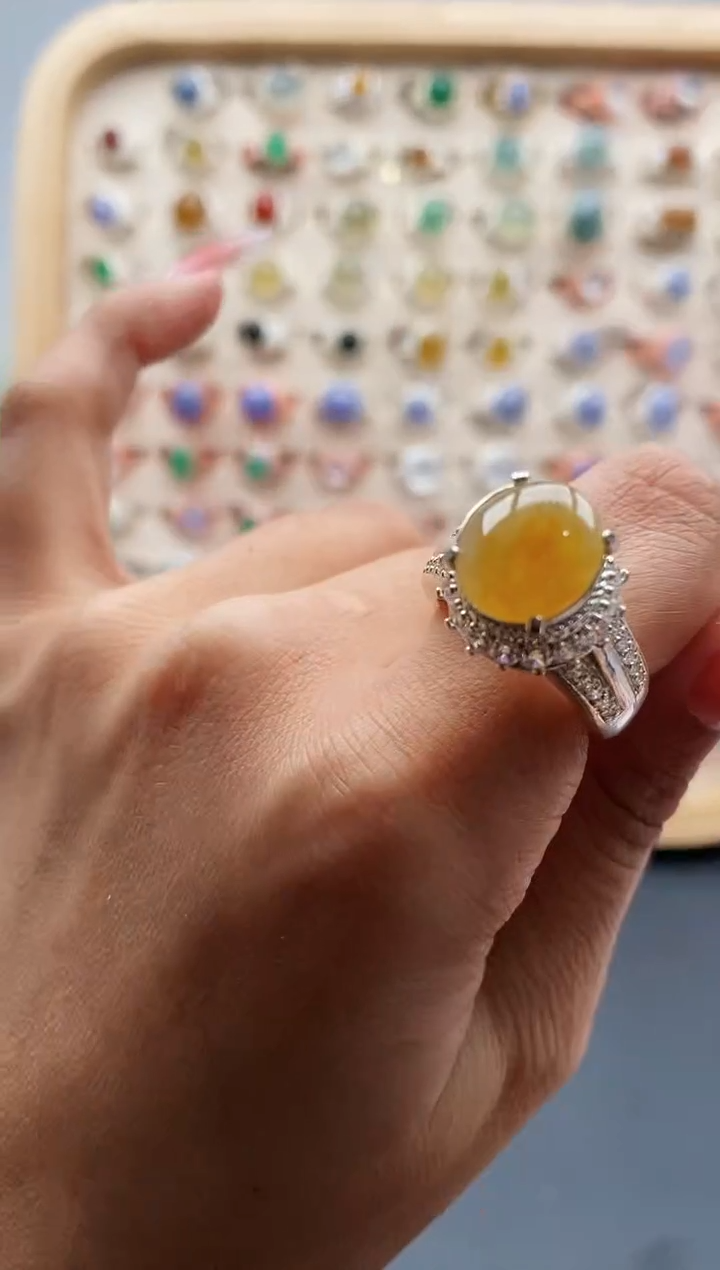 【闪购商品】翡翠戒指未镶嵌缅甸天然A货翡翠555 9+10