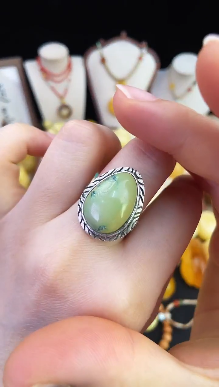 银S925镶嵌绿松石珠宝奇石?****?柒月