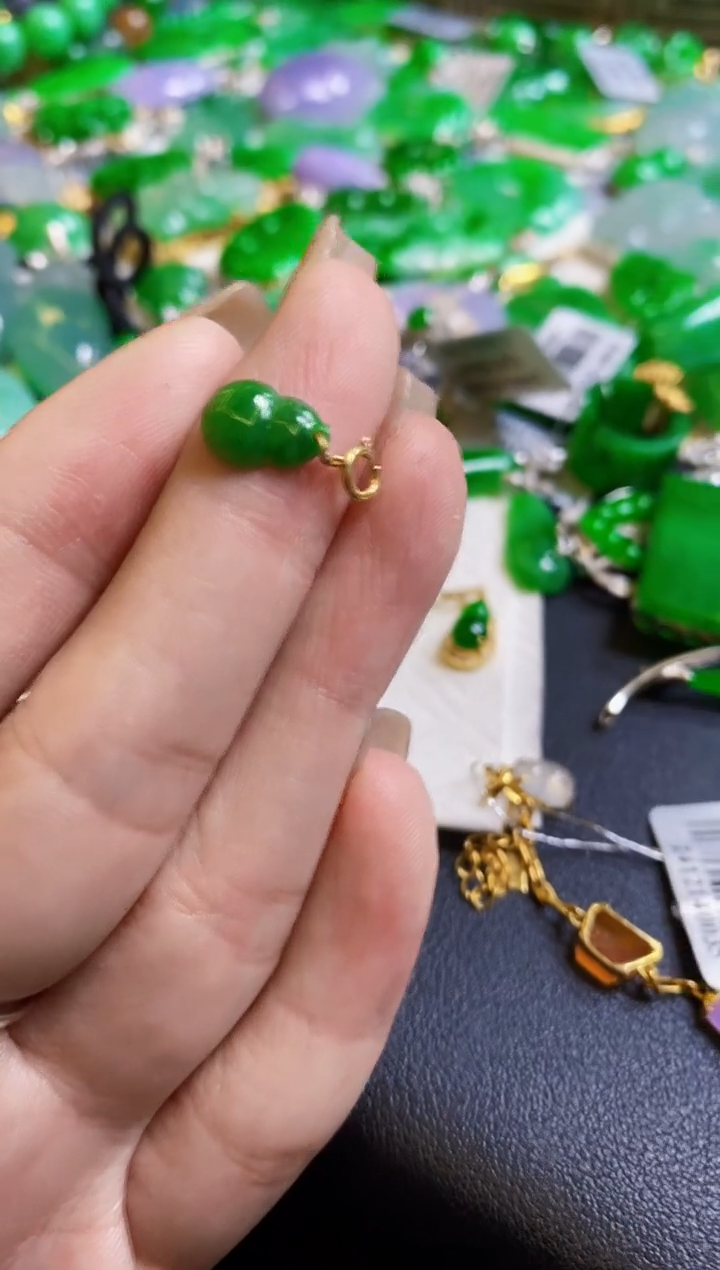 【闪购商品】定制翡翠18K金镶嵌滴流