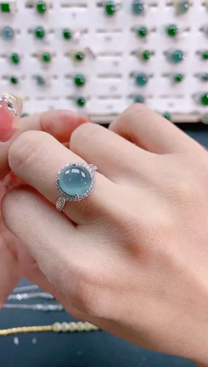 【闪购商品】翡翠戒指银S925镶嵌天然翡翠