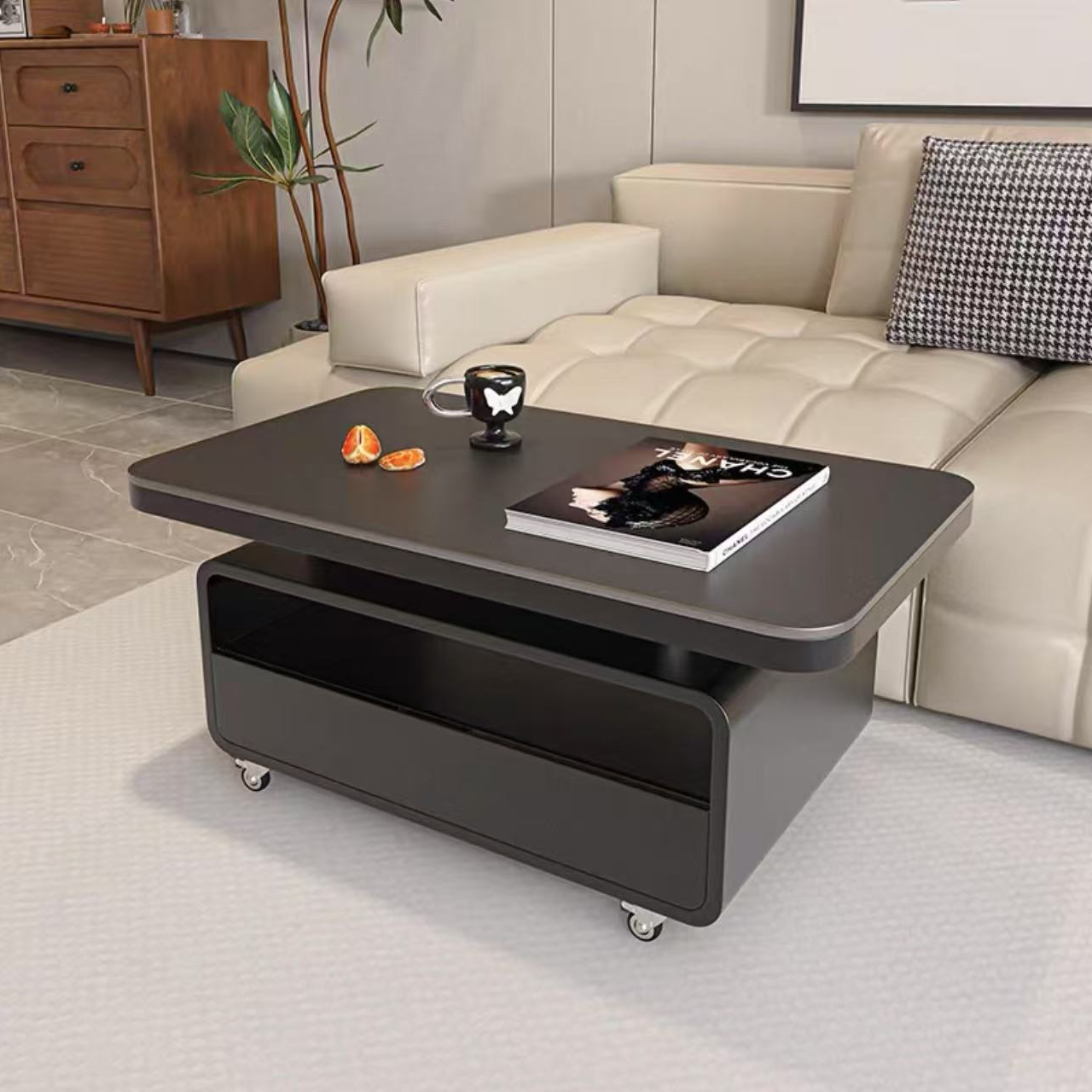 可移动茶几客厅家用法式轻奢高级感设计师极简长方形简约推车边几