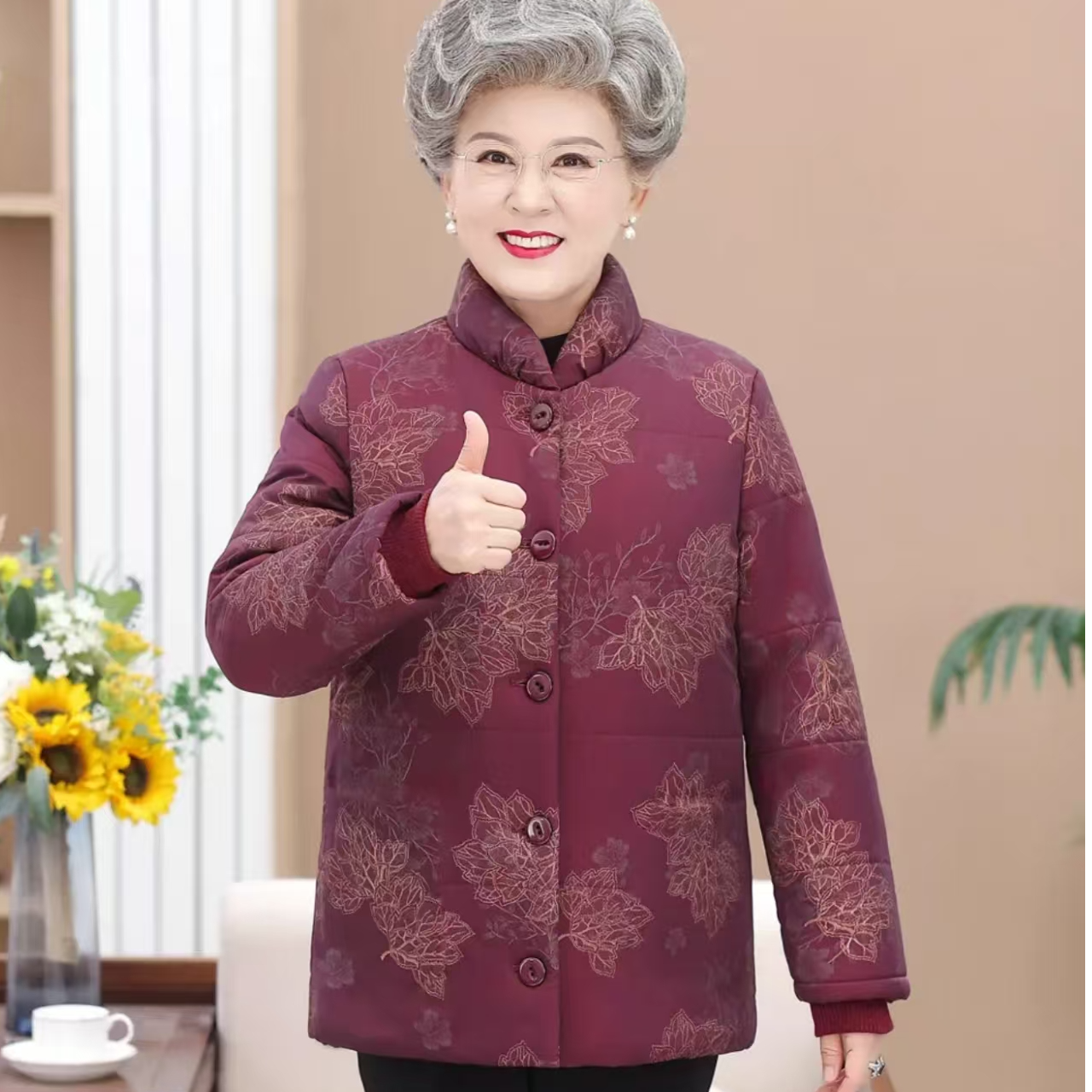 12100-冬装棉衣加绒加厚洋气中老年女装棉袄保暖外套【李亚】