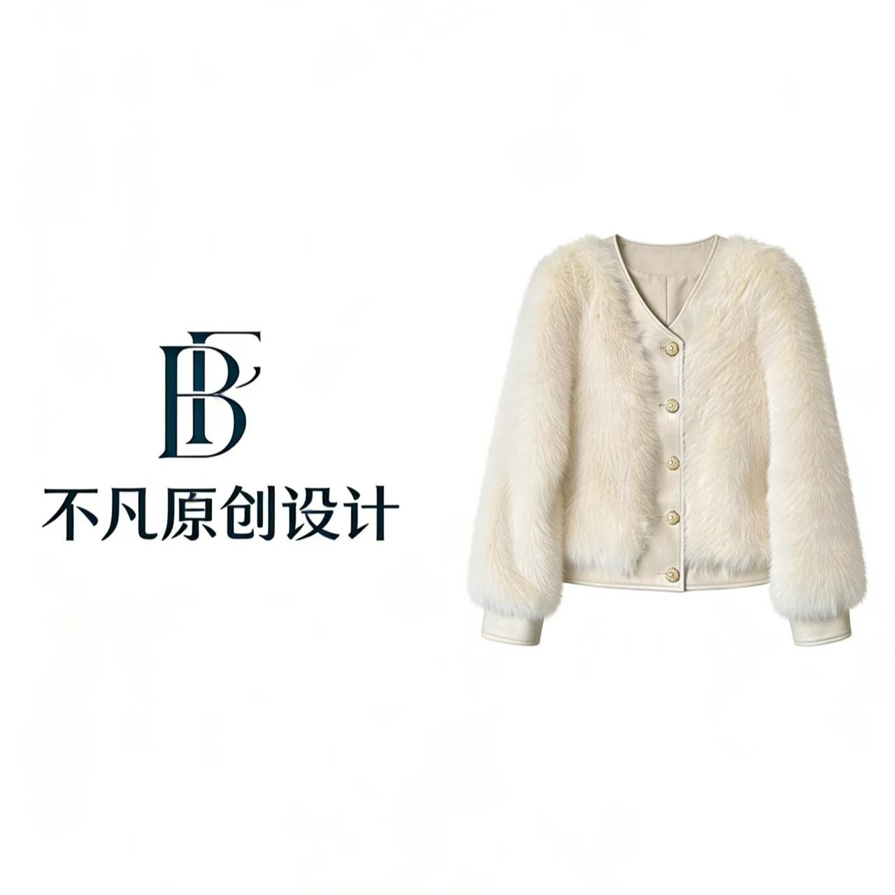 Bufan.原创设计【K40】v领长毛妮子外套