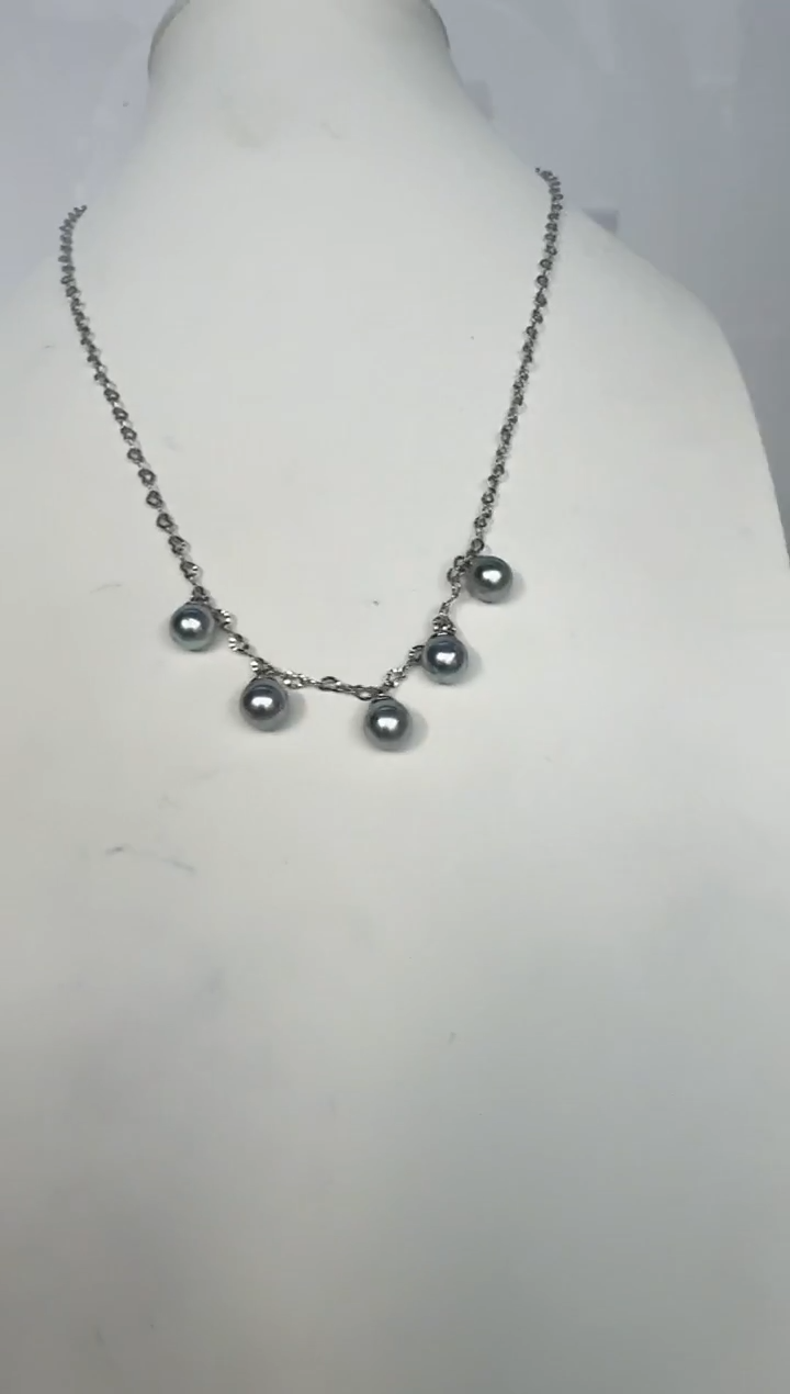 颈饰银S925镶嵌海水珍珠项链