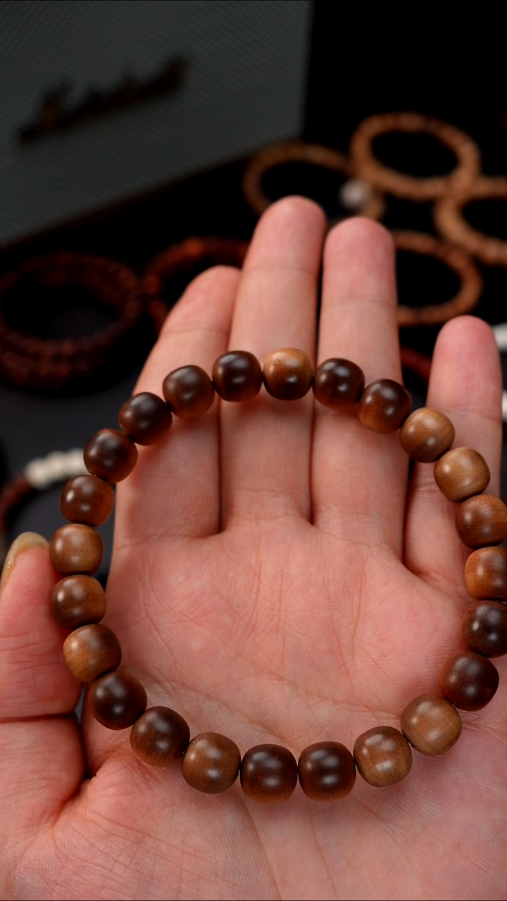 檀香木手串/手链沉水黑肉焦糖老山檀香8.5*8.8老型珠单圈