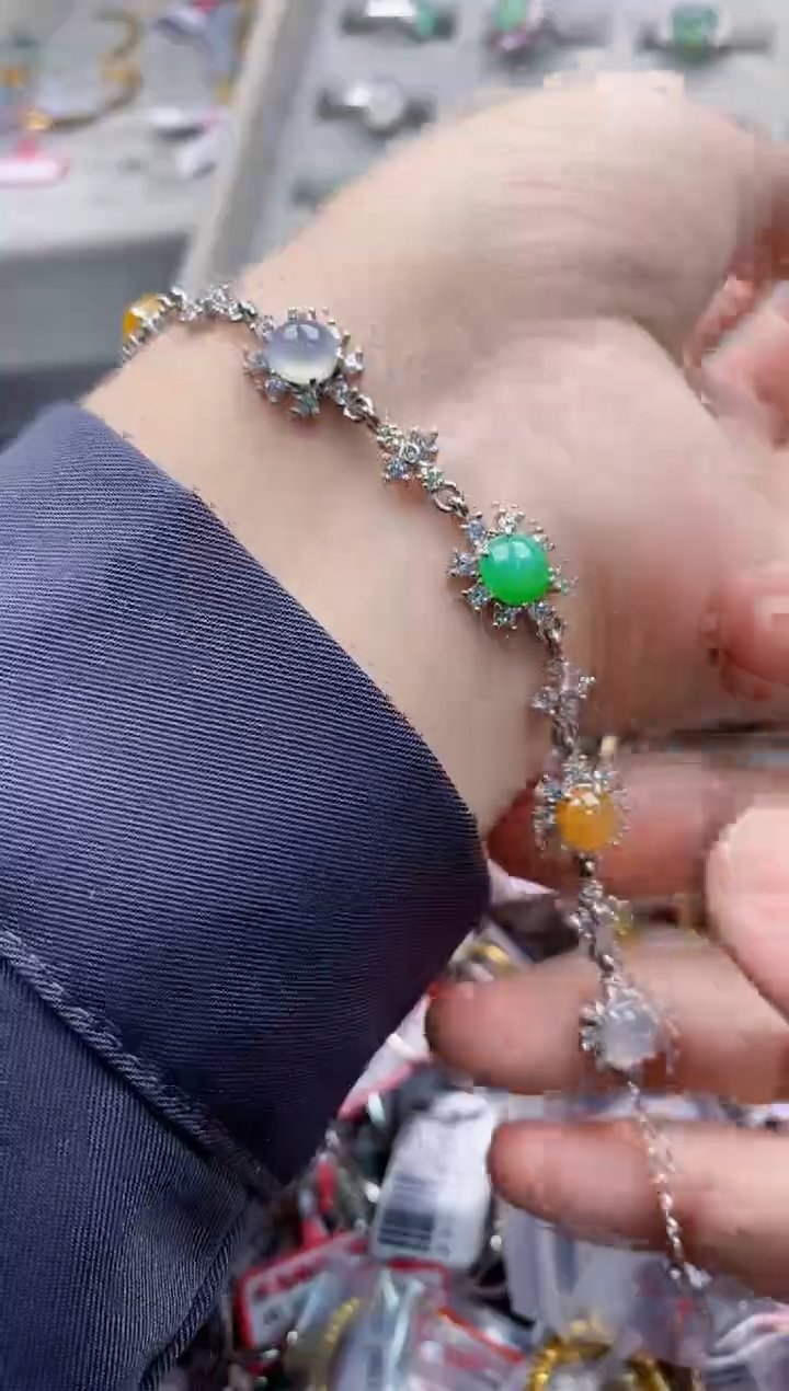 翡翠银S925镶嵌戒指9999---7