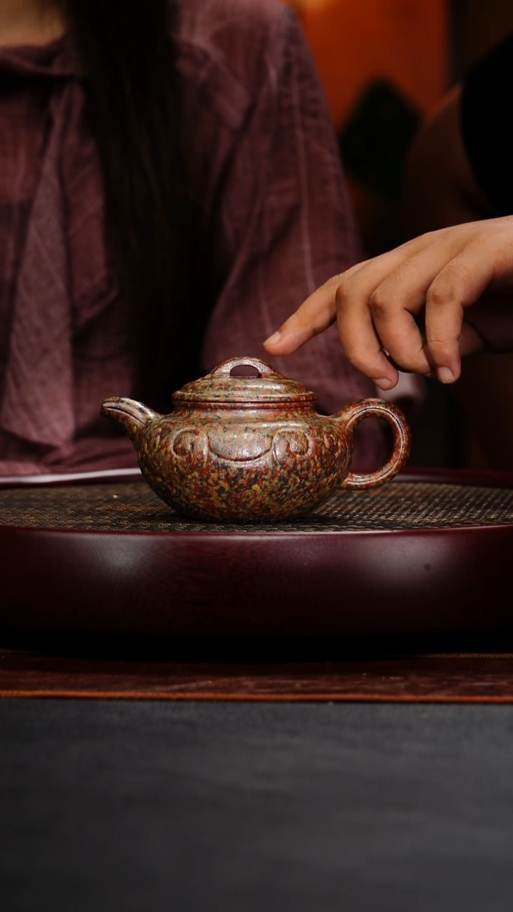 茶壶紫砂成进窑 仿古如意47 墨金烧 240毫升