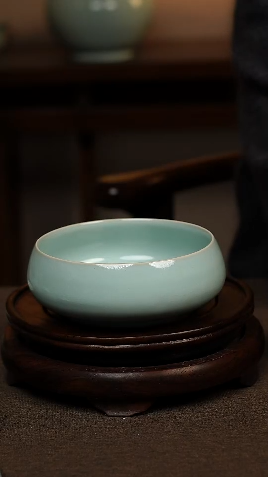 瓷片天青色全手工茶洗微瑕不带礼盒