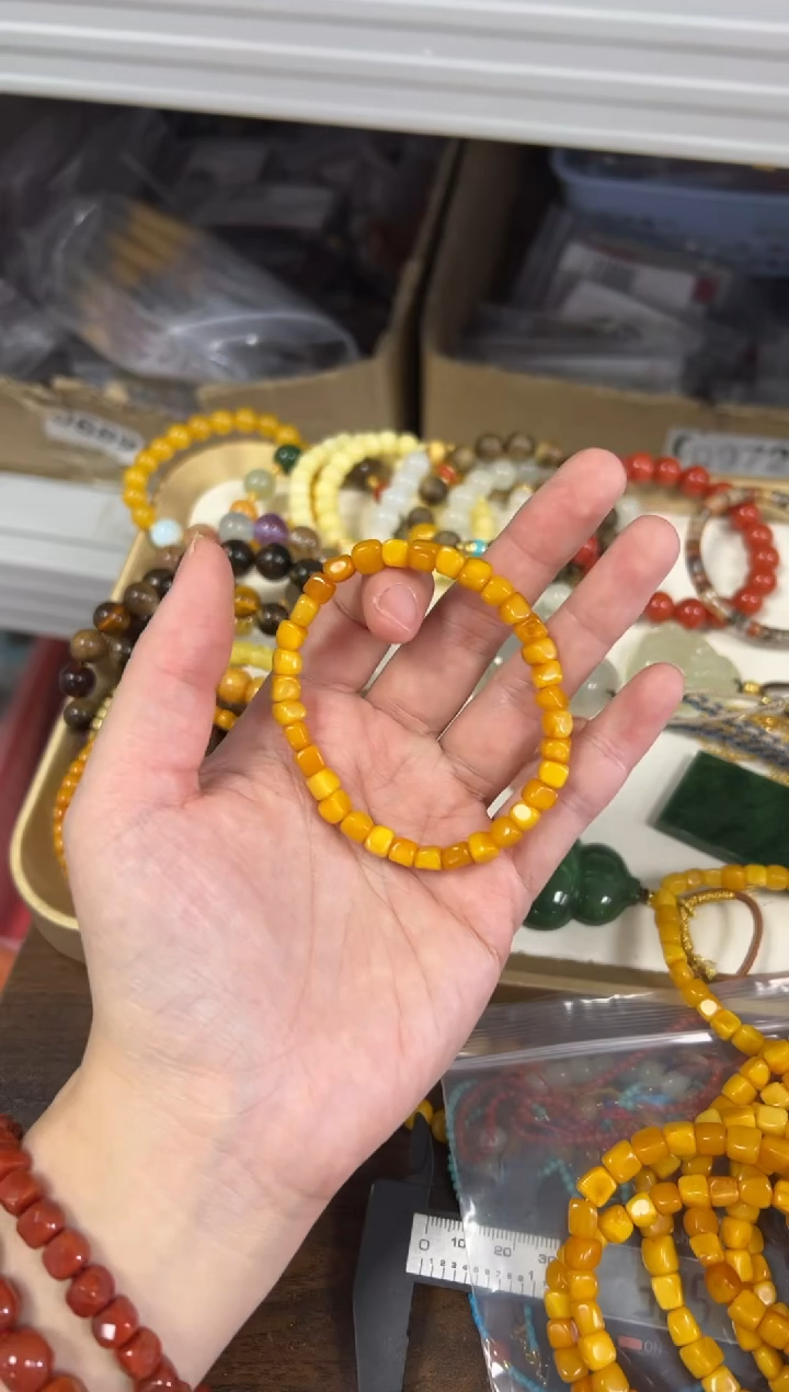 手链蜜蜡未镶嵌满蜜老蜜蜜蜡随行方块珠手链[42]