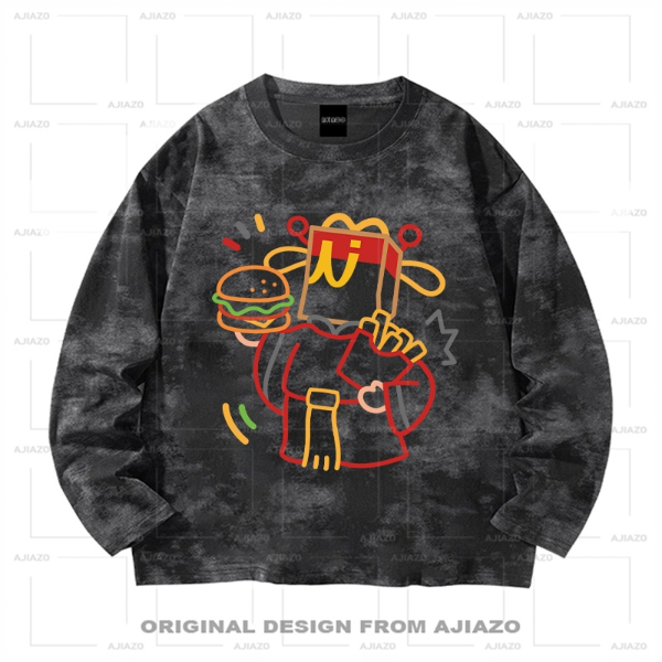 老狗十三【麦财神】扎染长袖 秋冬休闲男女同款百搭上衣