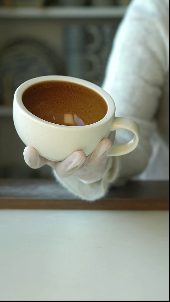 陶瓷琥珀釉厚壁拉花杯300ml@4-2@微瑕