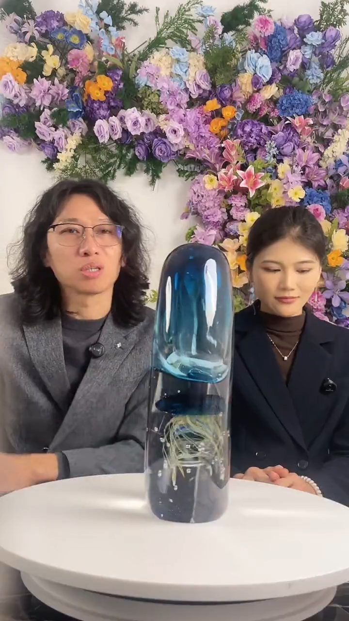 手工艺品琉璃水母花插摆件