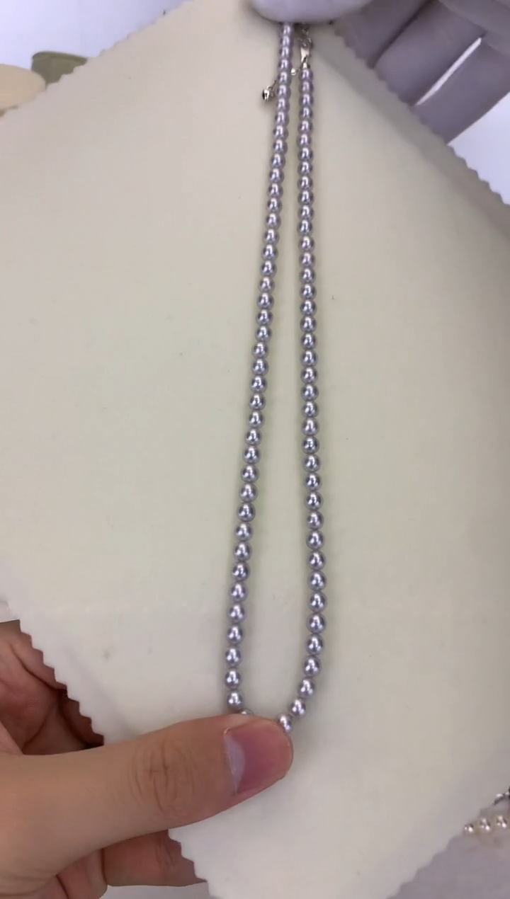 银S925镶嵌DA海水珍珠 GD093 4.5-5 真多麻串链