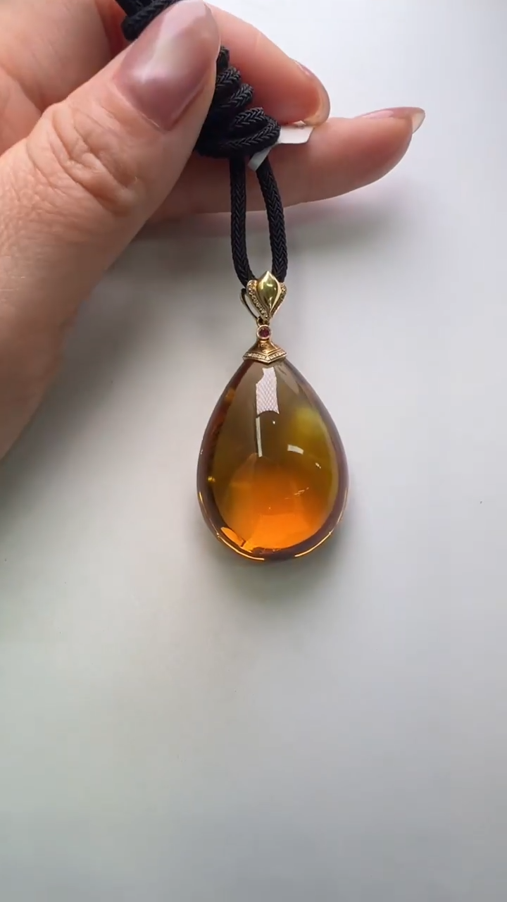 【闪购商品】水晶吊坠18K金镶嵌18k黄水晶吊坠 JP38889