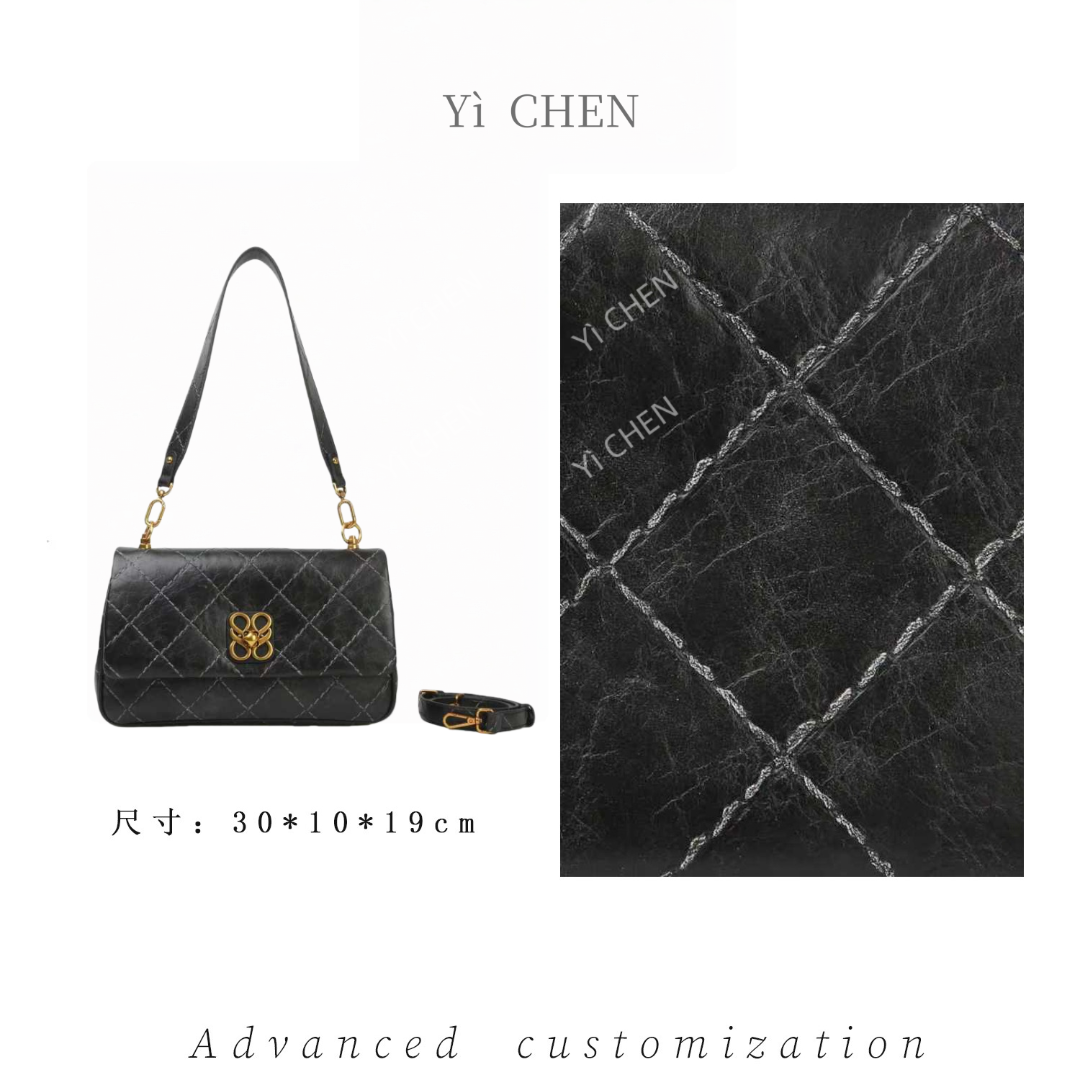 【Yì CHEN】BF-66679-黑色 简约时尚女士新款轻奢单肩斜跨包