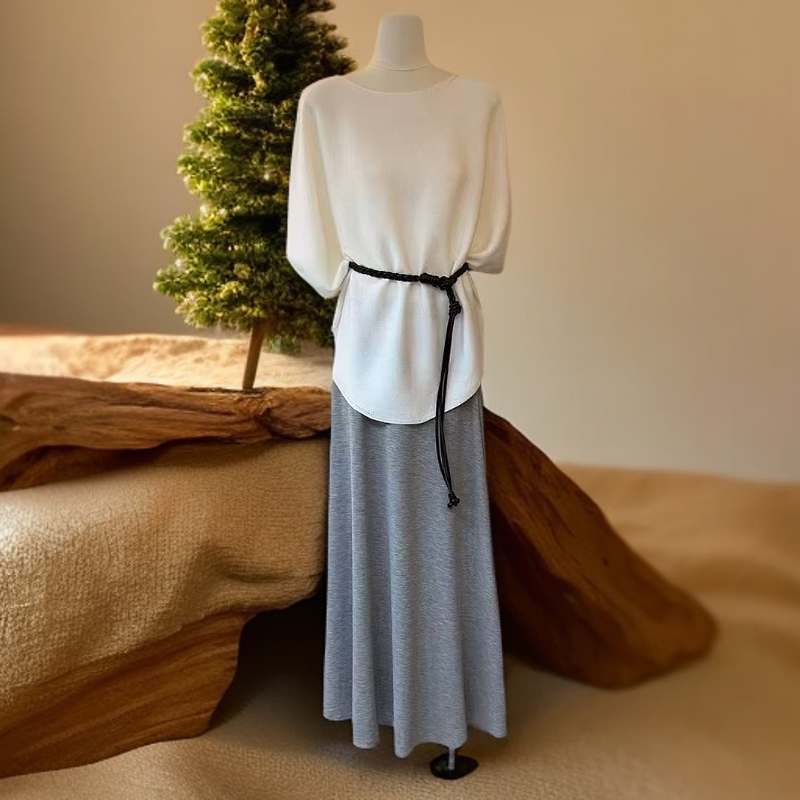 【许大静LUCK】夏季新款慵懒风圆领宽松气质上衣时尚轻奢简约（9262）