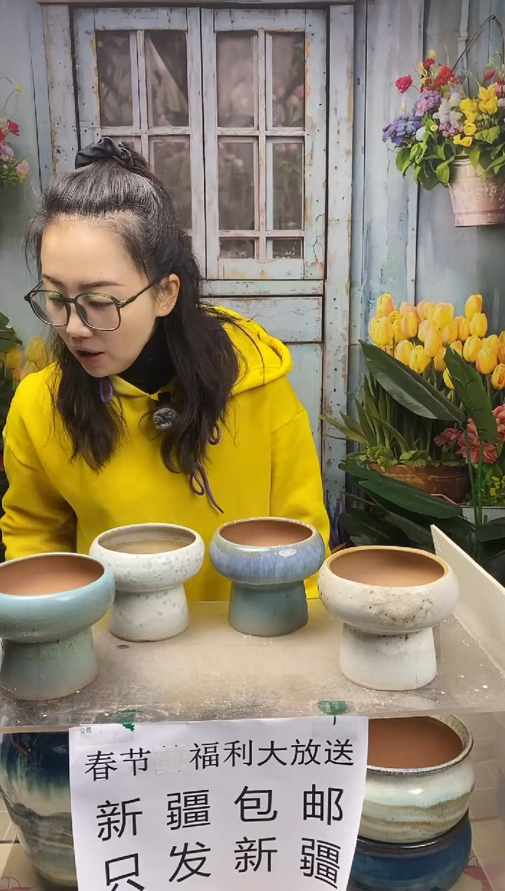 【闪购商品】红陶蘑菇盆4个装  