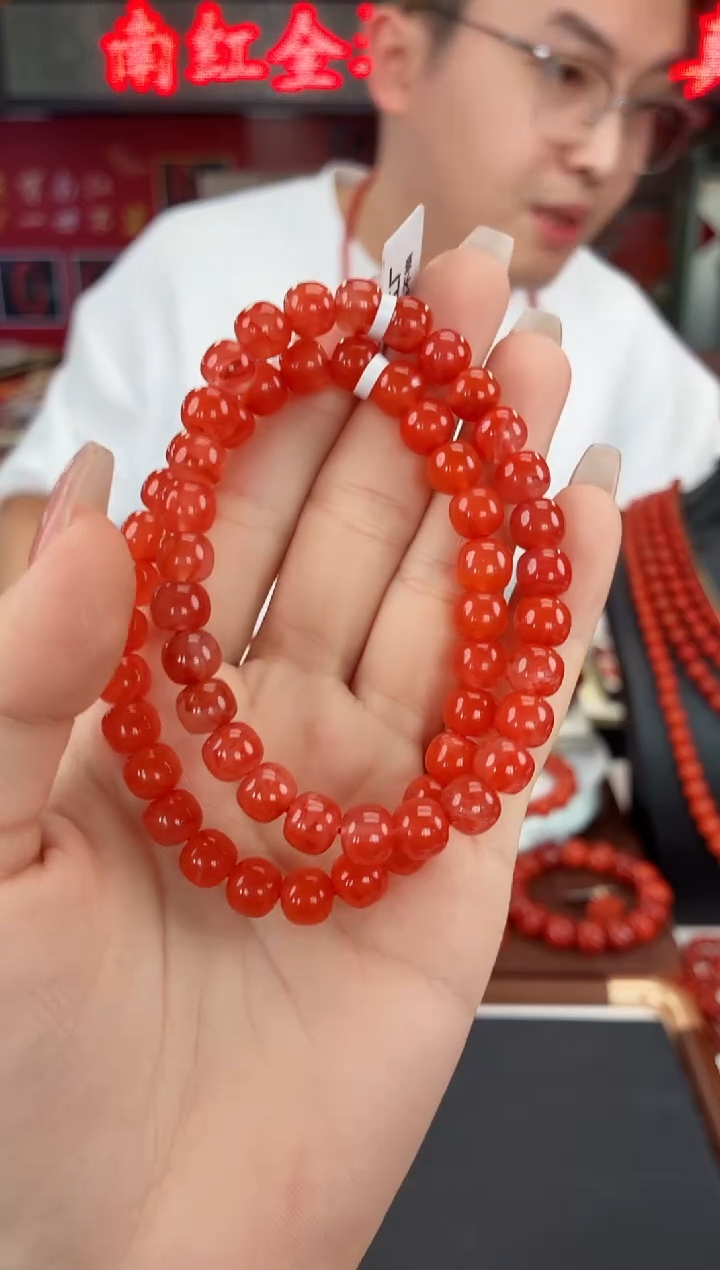 南红玛瑙瓦西老型手串7+未镶嵌（多样式发其一）